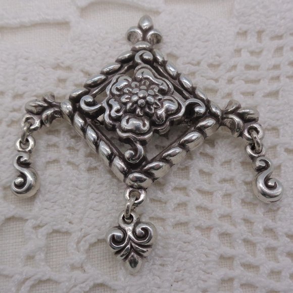 Brighton Flower & Scroll Dangle Brooch - Picture 1 of 4